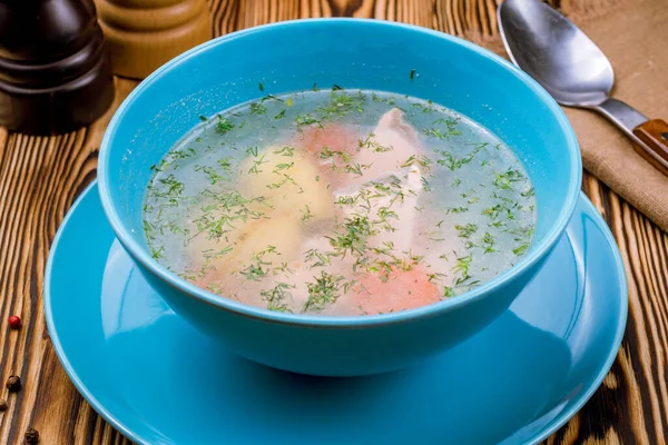 Fischsuppe Auf Weißem Teller — Stockfoto