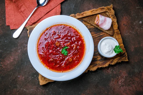 Borscht Com Nata Azeda — Fotografia de Stock