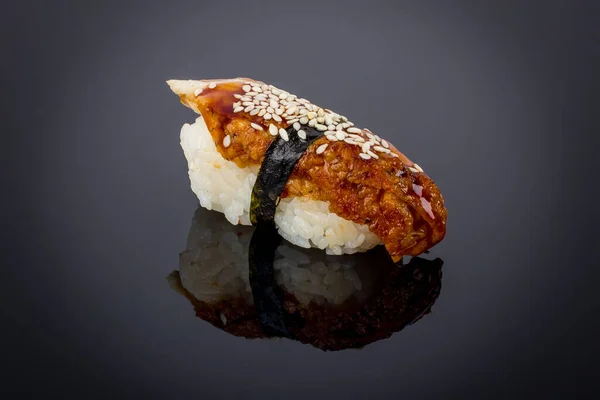 Sushi Eel Black Reflection — Stock Photo, Image