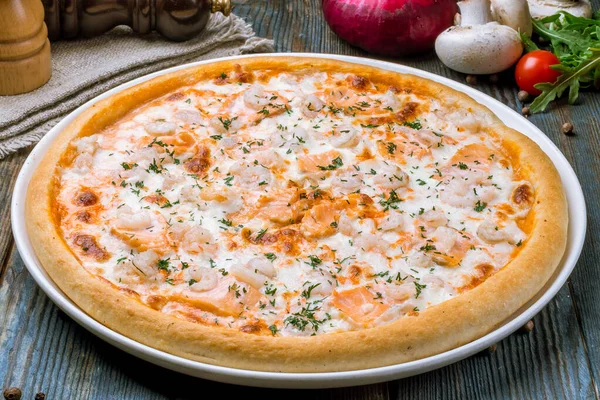 Пицца Видом Море — стоковое фото