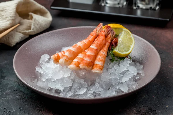 Sashimi Garnelen Auf Einem Teller — Stockfoto