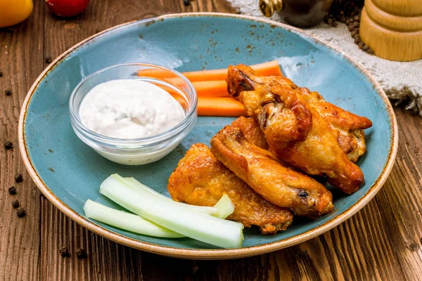 Chicken Wings Blue Cheese Sauce — Stock Photo, Image