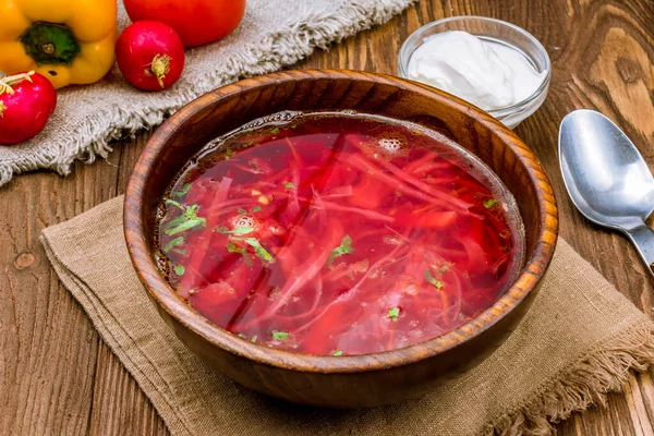 Borscht Met Zure Room — Stockfoto