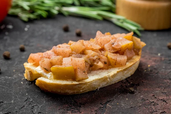 Bruschetta Körtével Sajttal — Stock Fotó