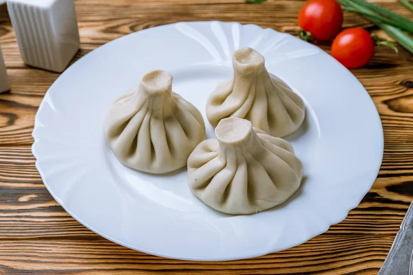 Khinkali Met Lamsvlees Close Zicht — Stockfoto