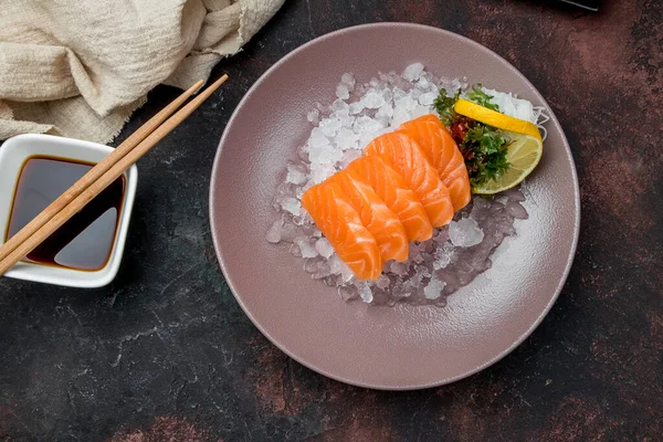 Sashimi Lachs Auf Einem Teller — Stockfoto
