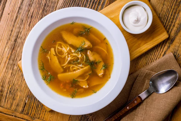 Porcini mushrooms soup close-up view — Stock Image Porcini Mushrooms Soup Close View Royalty Free Stock Photos