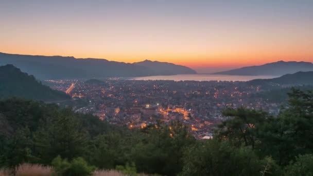 Marmaris Sunrise. výhled na město. Krocan. Časová prodleva — Stock video