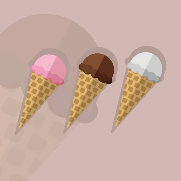 Flat design ice creams poster — Stock Vector