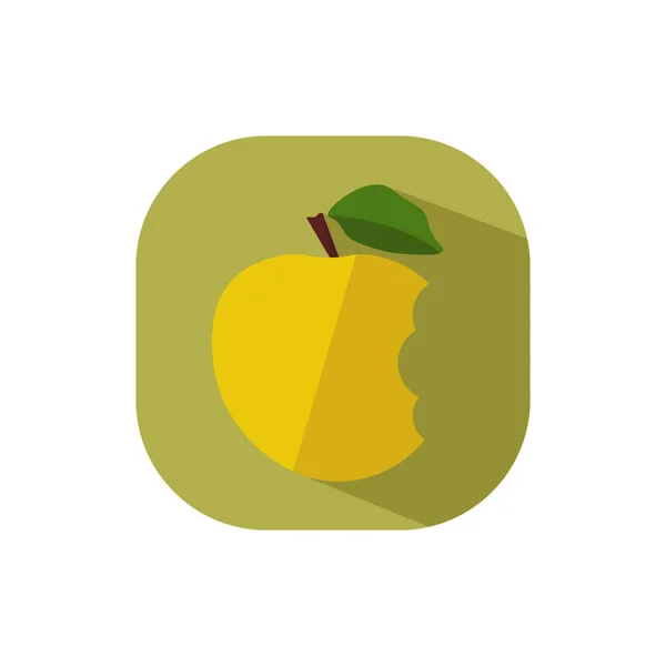 물린노란 사과 벡터 평평 한 디자인 — 스톡 벡터