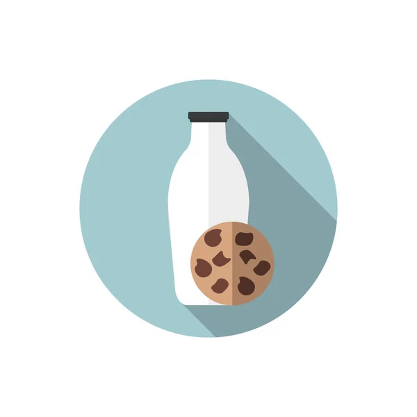 Lait plat en bouteille en verre avec biscuit — Image vectorielle