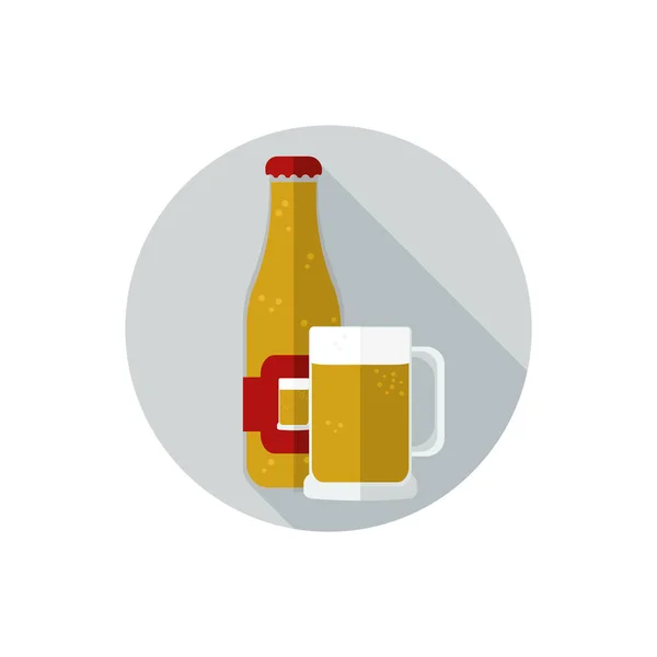 Μπουκάλι μπύρας και γυαλί διάνυσμα επίπεδη σχεδίαση — Διανυσματικό Αρχείο
