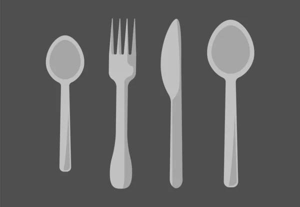 Vector cutlery set. Knife. Spoon. Fork — Stock Vector
