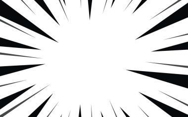 Çizgi roman aksiyon çizgileri arka plan. Manga hız çerçeveleri, süper kahraman hareketi. Siyah ve beyaz vektör gösterimi