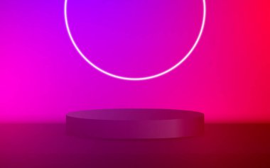 Silindirik podyumlu soyut minimalist sahne. Ürün sunumu, sunum için maket, 3 boyutlu vektör.