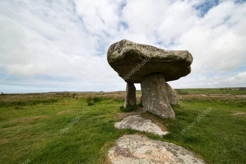 Lanyon Quoit, a megalithic dolmen site with a 12-ton capstone