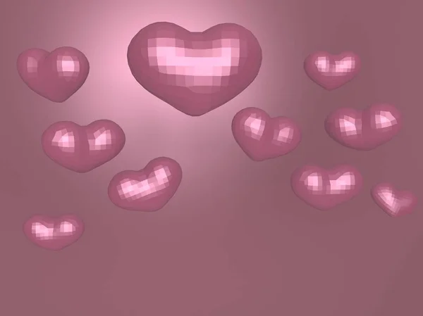 Corações em um fundo rosa — Fotografia de Stock