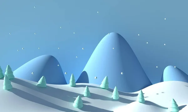 Zimowy Las Krajobraz. renderowania 3D — Zdjęcie stockowe