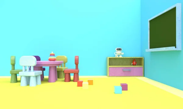 幼稚園。3D レンダリング — ストック写真