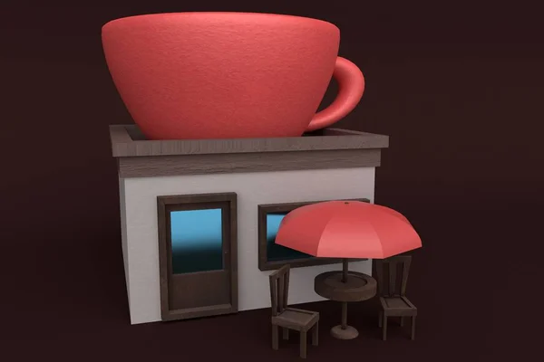 Bâtiment Café. Rendu 3d — Photo