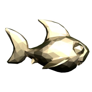 Düşük Poli altın köpekbalığı. 3D render