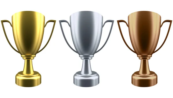 Set Winner cup on white background. 3d rendering — Stock Photo, Image