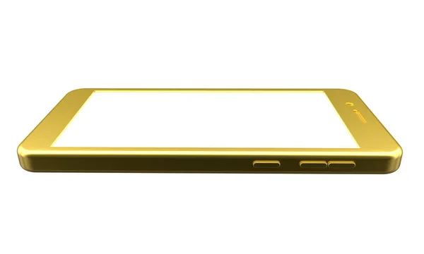 Золотой мобильный телефон. 3d-рендеринг — стоковое фото