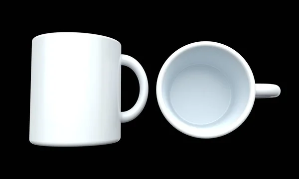 White cup on black background. 3d rendering — Stock Photo, Image