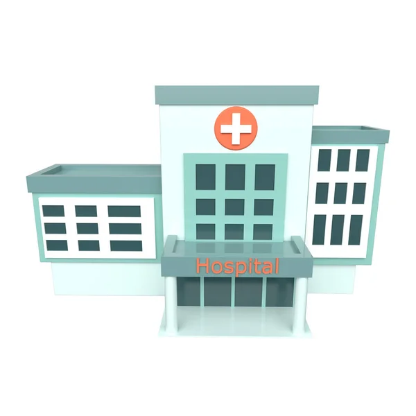 Лікарня на білому тлі. 3D візуалізація — стокове фото