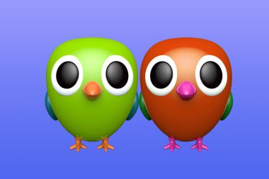 Birkaç papağan. 3d render