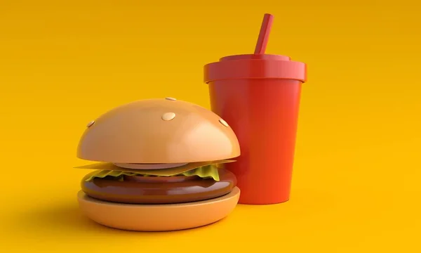 Fast Food. 3D-Darstellung — Stockfoto