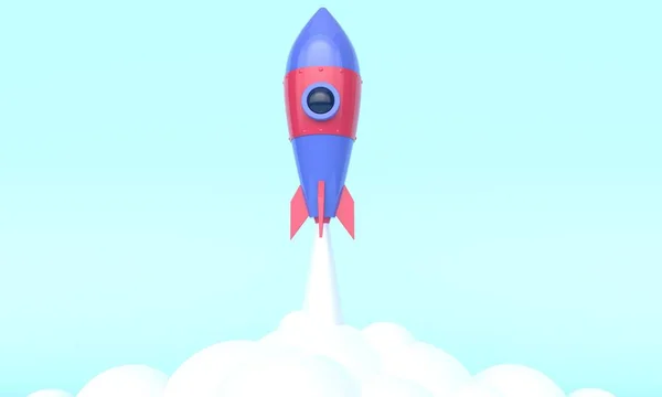 Rocket launch on the sky. 3d rendering — Stock Photo, Image