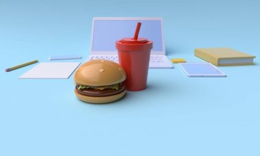 Öğle yemeği molası. 3d render