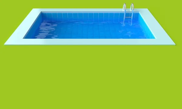 Hierba y piscina. renderizado 3d — Foto de Stock