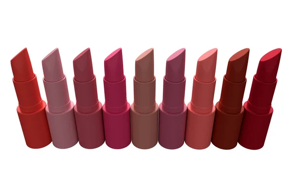 Set of lipstick. Red, Rose and Wine. 3d rendering — Stock Photo, Image