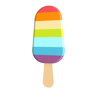 Sopanın üstünde gökkuşağı dondurması. 3d render