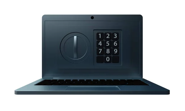 Laptop with screen safe. 3d rendering — Stock Photo, Image