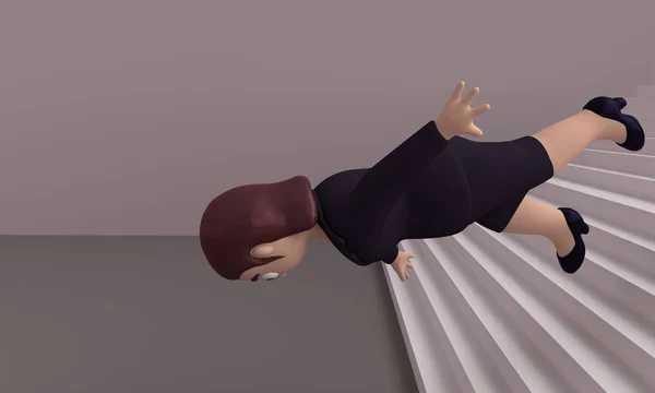 Woman fell from the stairs. 3d rendering — Stock Photo, Image