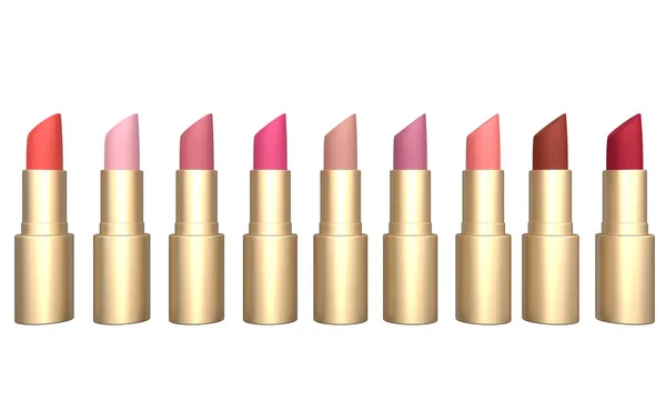 Set of lipstick on white background. 3d rendering — Stock Photo, Image