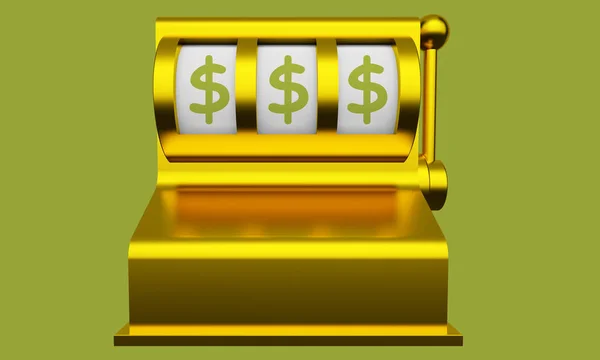 Golden slot machine-val pénz jel. 3D-leképezés — Stock Fotó