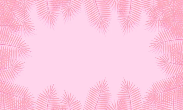 Cadre de feuilles de palmier sur fond rose. Rendu 3d — Photo