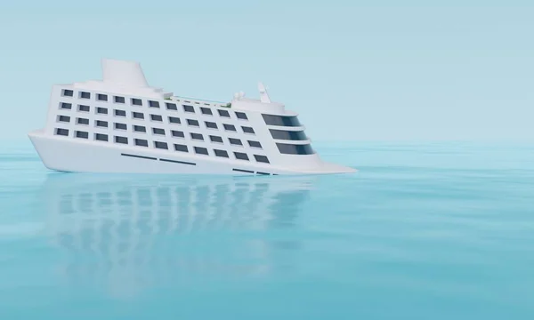 Cruise ship is sinking. 3d rendering