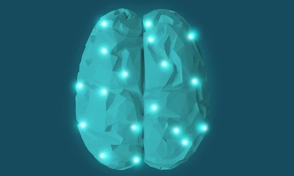 Cerebro digital sobre fondo azul. renderizado 3d — Foto de Stock