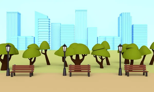 Міський літній парк. 3D візуалізація — стокове фото