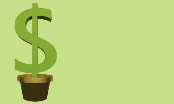 Banner money tree in a pot. 3d rendering — Stock Photo, Image