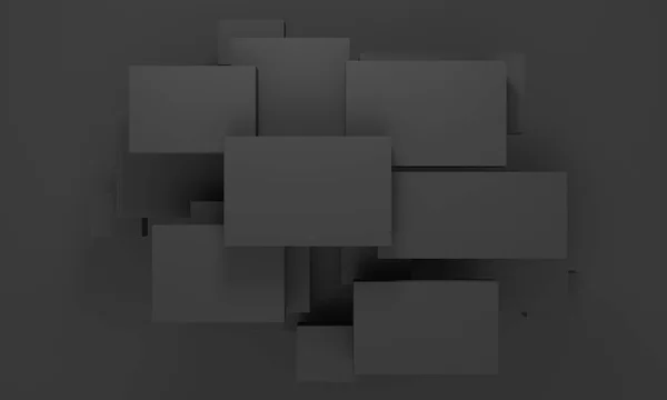 Fundo abstrato preto geométrico com plataforma retangular. Renderização 3d — Fotografia de Stock