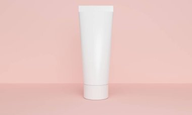 Mockup cilt kremi plastik tüp ambalaj. 3d render