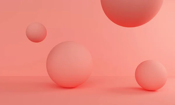Fundo coral abstrato com balões. Renderização 3d — Fotografia de Stock