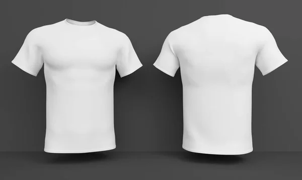 Mockup Branco mens t-shirt em um fundo escuro. Renderização 3d — Fotografia de Stock