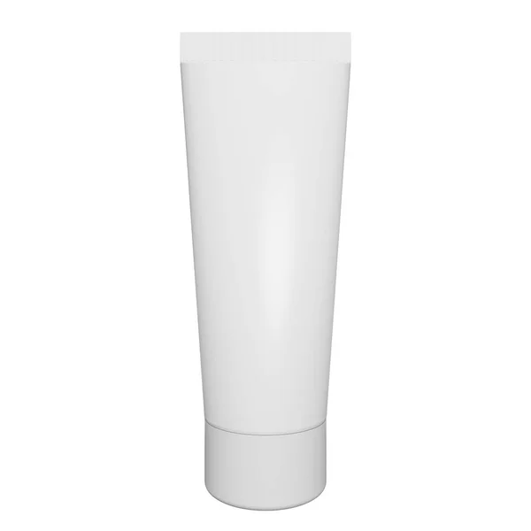 Imballaggio in tubo di plastica crema per la pelle Mockup su sfondo bianco. rendering 3d — Foto Stock